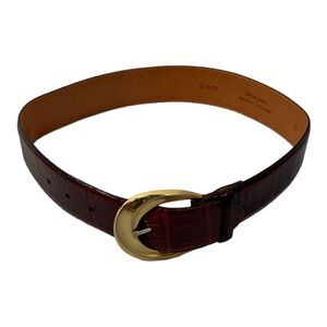 Women’s Vintage  Maroon Croc Embossed Calfskin on Saddle Leather  Small